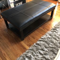 Dark Brown Leather Coffee Table