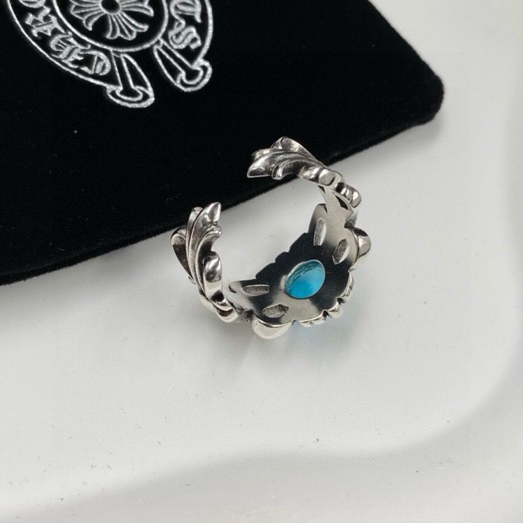 Come Hearts Classic vintage cross flower blue diamond opening ring