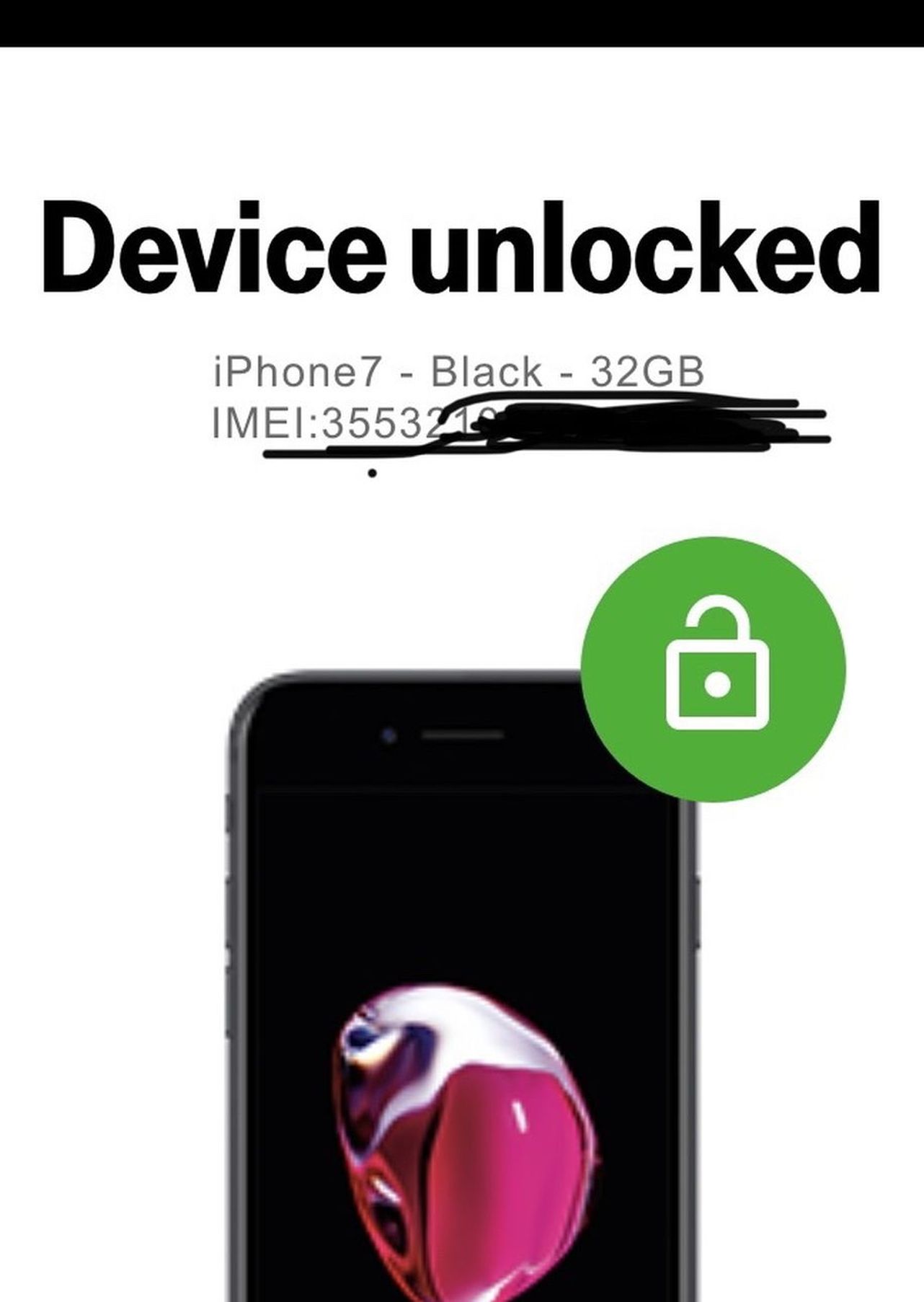 Unlocked Black iPhone 7 32 GB