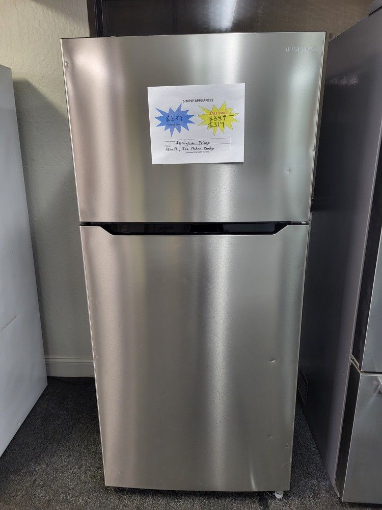 🎅Everything Must Go! Nice Insignia 18cuft Stainless Steel Fridge-Warranty Included 
