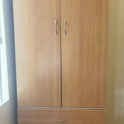 Deandra 2 Door Wardrobe and 2 Drawers With Bar Handles In A Maple Finish 