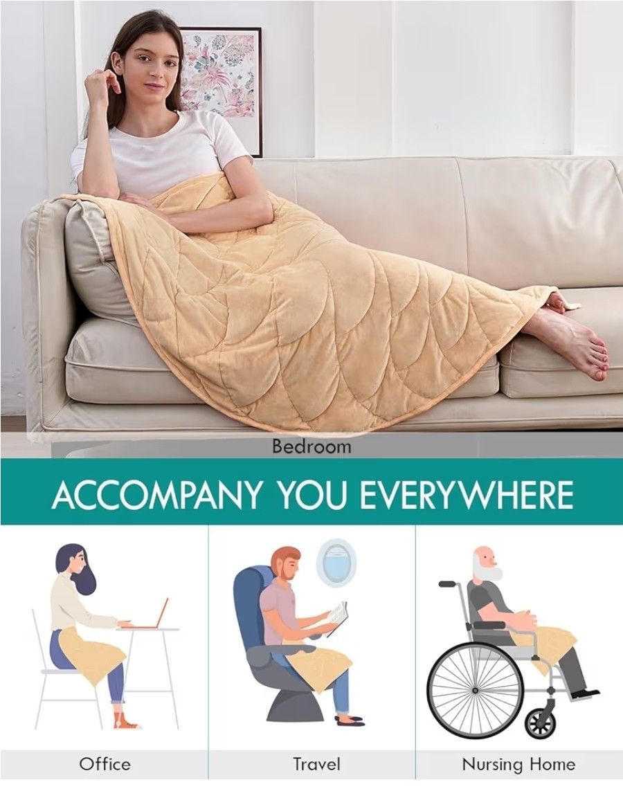 Kaisa 7 lbs Cooling Weighted Lap Blanket Crystal Velvet 41" x 53" for Adults