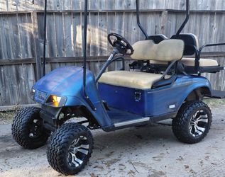 Ezgo blue lifted golf cart