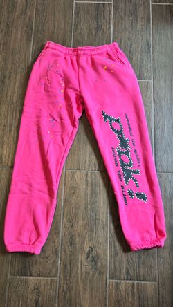 Size small men’s pink sp5der sweatpants