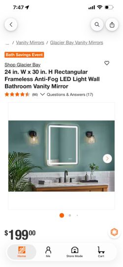 Glacier Bay 24x30 Anti-Fog LED Vanity Mirror
