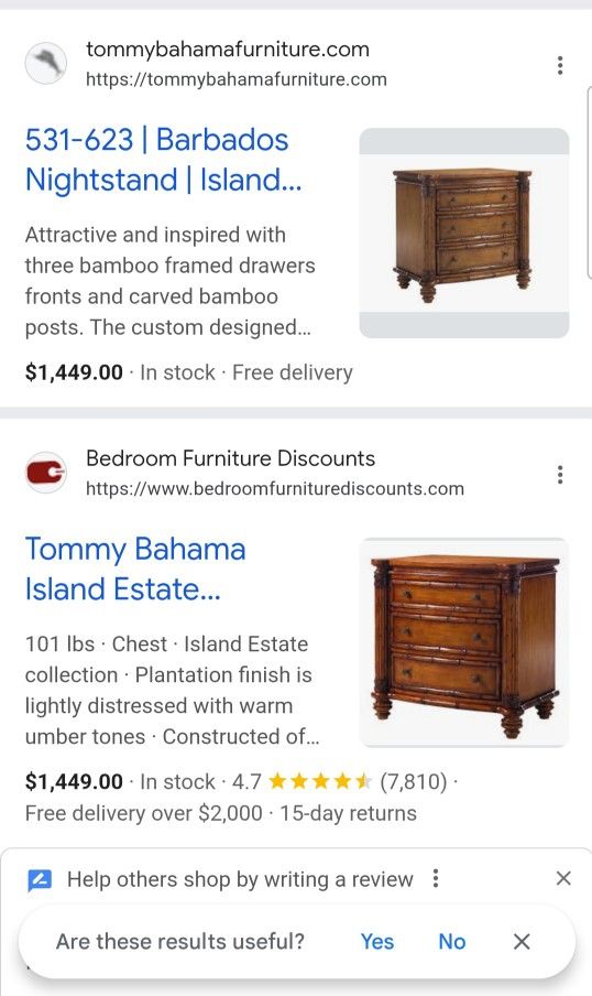 Tommy Bahama Island Estate Barbados Nightstand Bedside Chest