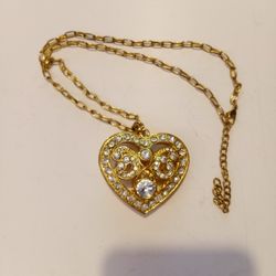 Vintage Heart Pendant and Necklace 