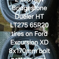 2 Like New Bridgestone Dueler HT LT275 65R20 Tires On Ford Excursion XD 8x170mm Bolt Pattern Rims 