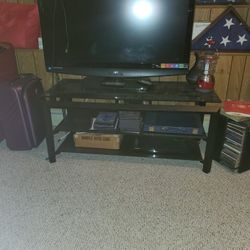 Tv Stand Glass Top Metal Frame.