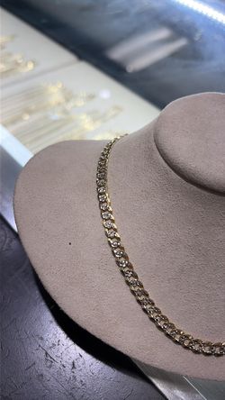 14k diamond cut curb link