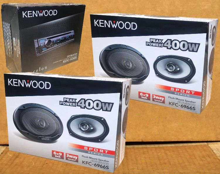 Kenwood Excelon Single Din Stereo CD Bluetooth USB Aux Am Fm 6x9 Inch 3-Way Coaxial Speaker System 800 Watts Package 🚨 Payment Options Available 🚨