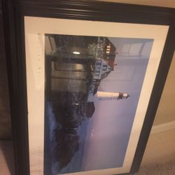 Large Black Frame 40.5”x28.5”  Hang Lighthouse Picture As Is or Frame Any Picture Or Poster.$10 