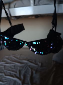 RAVE WEAR...Black Sequin Underwire Bra