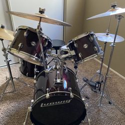 Ludwig 5 Piece Drum Set with Zildjian Cymbals - 525 Dollars 