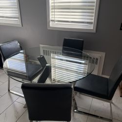 Modern Glass Dining Table with 4 Chairs