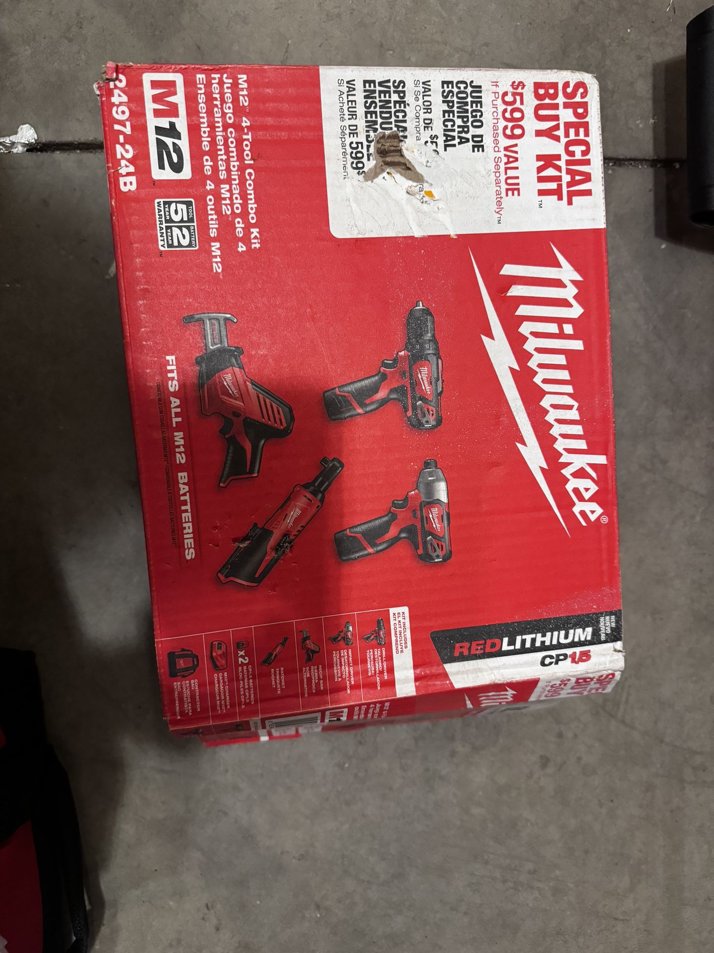 Milwaukee M12 12V Lithium-Ion Cordless Combo Kit (4-Tool) w/(2) 1.5Ah Batteries, (1) Charger, (1) Tool Bag