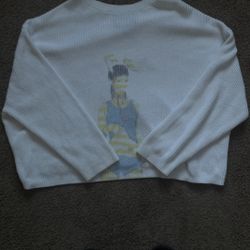 Fair Par LUI Cropped Knitted Sweater Size Large White 