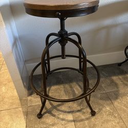 Adjustable Industrial Bar Stools – Wood & Metal