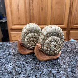 Vintage Pottery Snails Pair of  Salt & Pepper Shakers.  Made in Japan.   Size approximately 3 1/2 inches tall.  Preowned never used.  Has been on disp