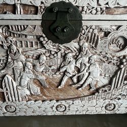 Engraved HUGE Wooden Rustic wood Engraving Chest storage Organizer Kitchen Stand Table Art Display Stand Living Room 