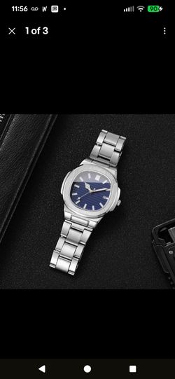 New Quartz Men's "Nautilus" Style Watch With Date Mercedes Hour Balloon Seconds!