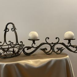 Wedding 3Metal Basket & 2Candle Holders