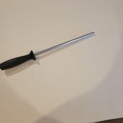 JA Henckels International 9 inch Knife Sharpening Steel Honing Rod Black 
Handle, please see photos for details. It is 9" long, with handle 13". 
Weig