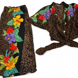 Vintage wrap Skirt w matching Top