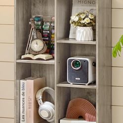 5 Cube Small Bookshelf,3 Tier Mid-Century Modern Bookcase with Legs,Wood Bookshelves Storage Organizer Shelf,Free Standing Narrow Book Shelves,Rustic 