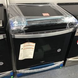 New Scratch And Dent Whirlpool 5 Burner Glass Top Stainless Steel Slide In Range. 1 Year Warranty 