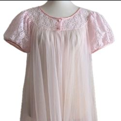 Women's Clothing Vintage Pink Sheer Nightgown Robe