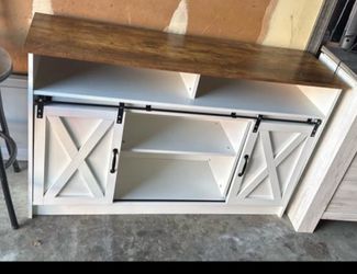 Farmhouse TV Stand with Sliding Barn Doors