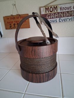 Vintage Faux Wood Grain Ice Bucket