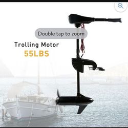55 Lbs. Thrust Electric Transom Mounted Trolling Motor Fishing Boats Saltwater Freshwater 28 In. Shaft