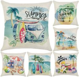 Summer Pillow Covers 18X18, Beach Decor Outdoor Pillow Covers