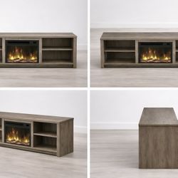 Modern Wood Fireplace TV Stand – Electric Insert