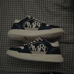 blue and white amiri shoes
