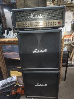 MARSHALL MODEFOUR  350 WATTSPECIAL EFFECTS  HEAD WITH  2 MARSHALL SPEAKER CABINET  WITH 4 12 INCH SPEAKERS NICE SHAPE WORKS FINE USED .