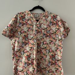 S.C.R.U.B.S. Scrub Top Size Small Spring Easter 🐣 Bunnies Print Vintage USA Made