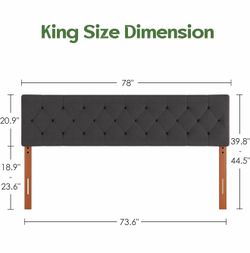 New-Tufted Upholstered Adjustable Height King Size Headboard from 65”-78”with Durable Sturdy Wood Legs, Modern Button Diamond Head Board with Width Ad