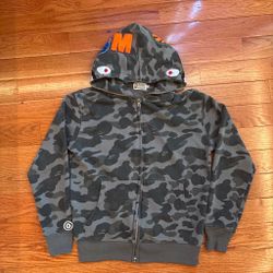 Grey and black BAPE hoodie