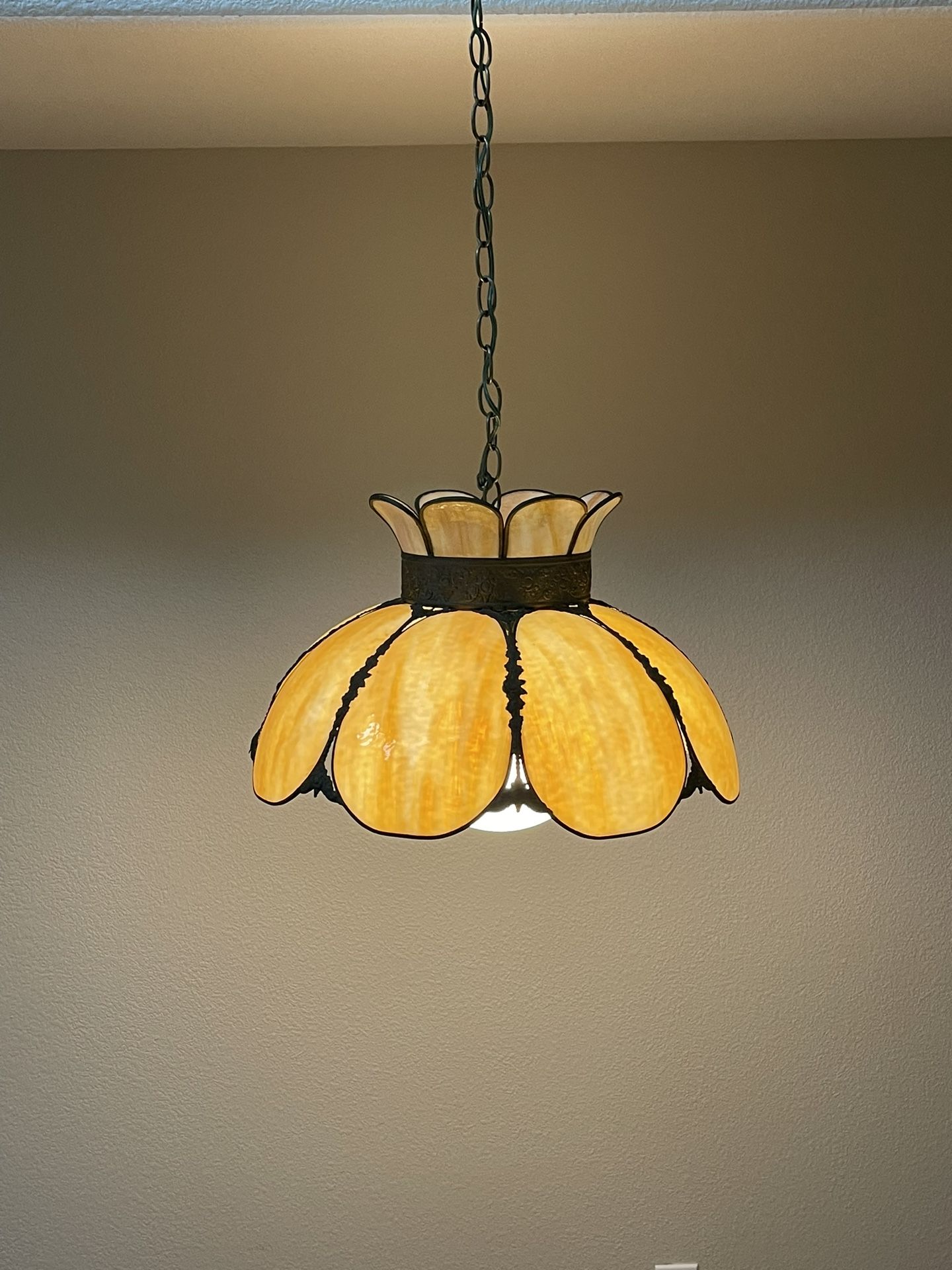 Vintage Bent Glass Swag Lamp 