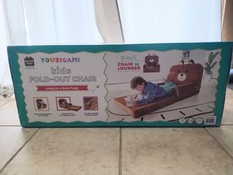 Yourigami 2-in-1 Fold-Out Chair & Lounger Brown Bear
