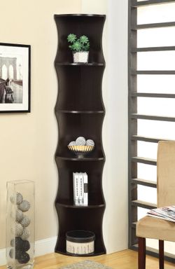 5 Shelf Wave Corner Bookcase! Lowest Prices Ever!