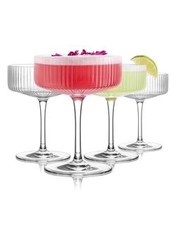 Martini Glasses Set of 4, 10oz Coupe Cocktail Glasses for Margarita Manhattan, Cosmopolitan, Espresso, Home Bar, Evening Parties, Birthdays, Housewarm