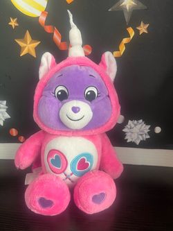CAREBEAR HOODIE FRIENDS UNICORN PINK 14 INCH PLUSH