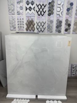 Large Format White Marble-Look Porcelain 48x48