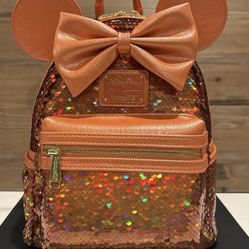 Disney Peach Punch Sequins Minnie Loungefly Backpack