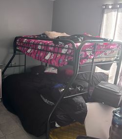 Black metal bunk bed
