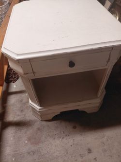 White solid wood bedside table